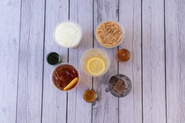 The drink contains fruit syrup, add ice to drink and feel refreshed.