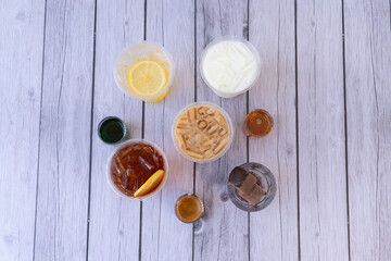 The drink contains fruit syrup, add ice to drink and feel refreshed.