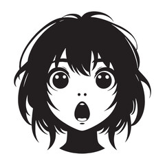 Powerful Shocked Face silhouette, captured in surprise – Shocked Face illustration – Minimalist Shocked Face vector – Shocked Silhouette

