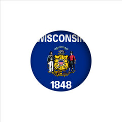Wisconsin flag in 3D sphere. Wisconsin flag logo illustration. Wisconsin flag icon.