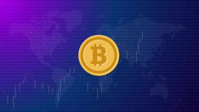 Bitcoin BTC crypto price going up market bullish spike uptrend candle stick technical analysis positive rebound animated footage