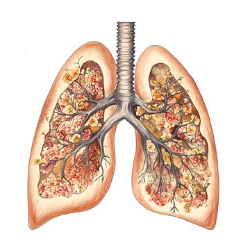 **Medical Illustration Of Lungs During Pneumonia With Inflamed Zones Highlighted. --V 6.1 --S 50 --Raw** - @Darya (Relaxed) -# Create, Explore, And Organize On [Midjourney.Com](<Https://Midjourney.Com