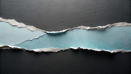 A torn strip of light blue paper reveals a dark gray background, suggesting mystery and contrast.