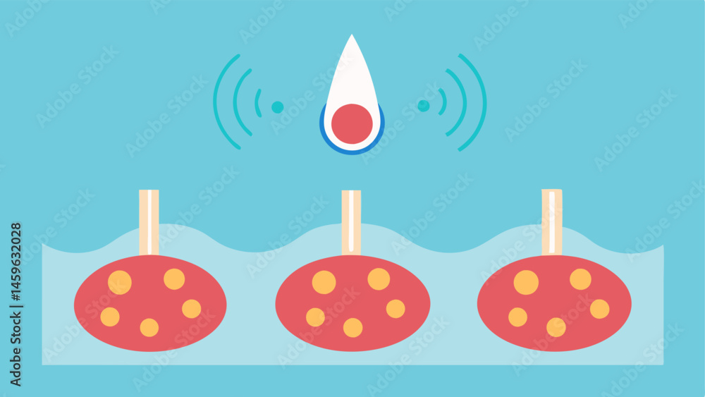 Poster infusion action a graphic showing droplets representing exosomes being infused through the micro cha