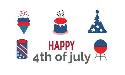 happy 4th of JULY design elements, vector illustration.