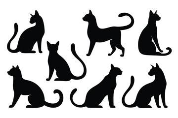 Black Cat Silhouette Set – Various Poses and Expressions Vector Collection
