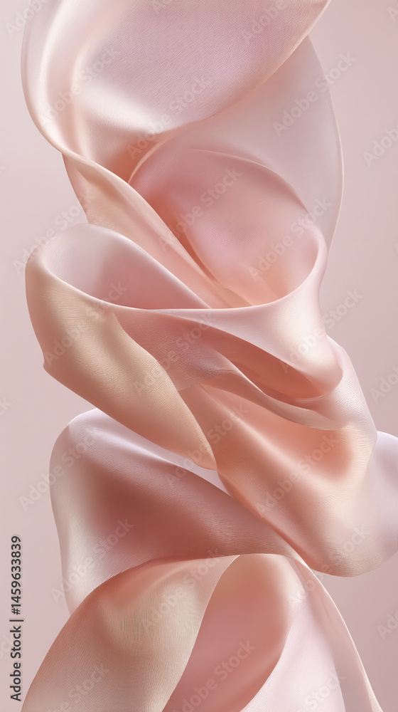 Poster abstract image of flowing peach fabric, creating soft, elegant curves. represents fluidity, grace, a