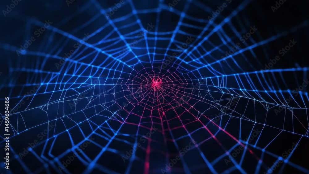 Aufkleber intricate spider web design with blue and red gradient background for modern digital art and abstrac