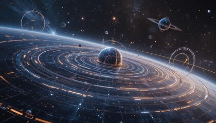 Obraz premium Futuristic depiction of a cosmic system.