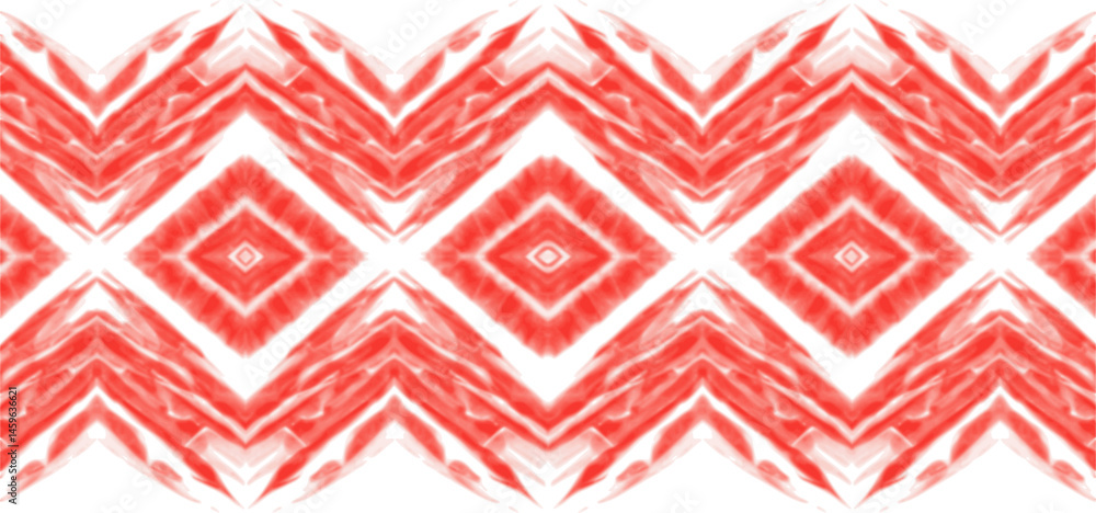 Poster vector red shibori diamond and triangle stripes abstract horizontal border pattern. suitable for pos