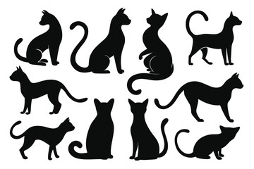 Cat Silhouette Vector Set – Stylish Black Cat Shapes for Design