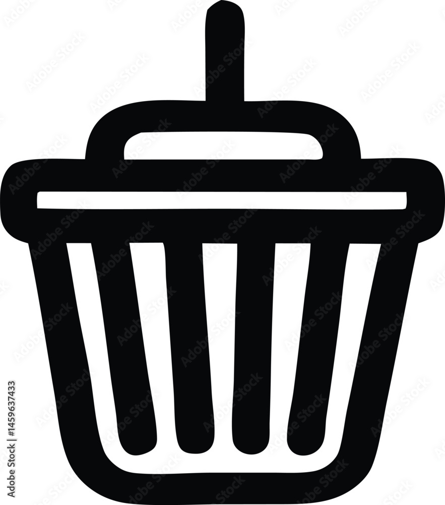 Poster vector trash can icon illustration depicts a simple bin symbol for delete or waste on the web