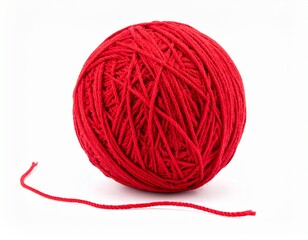 red ball of wool isolated on white