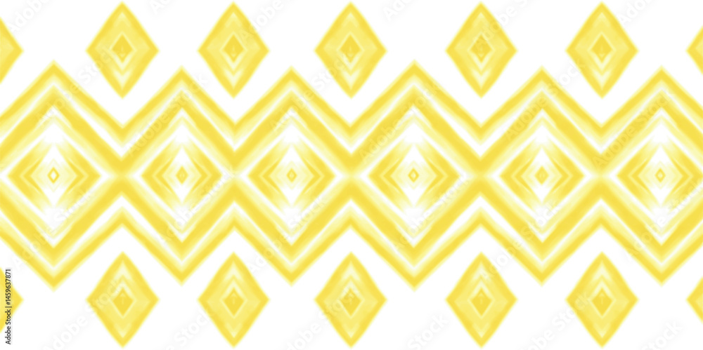 Poster vector yellow shibori diamond and triangle stripes abstract horizontal border pattern. suitable for 