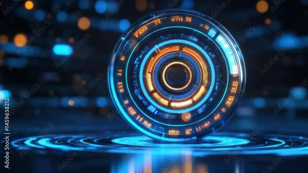 Poster futuristic digital interface display with glowing elements and abstract technology background 4k vid