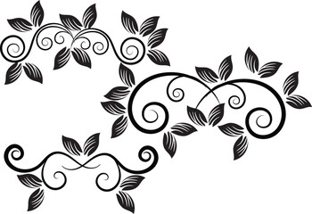Elegant Black and White Floral Swirl Design Element for Invitations and Decorations
