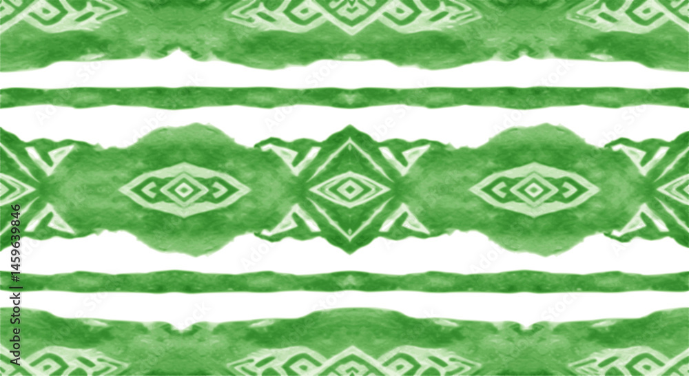 Poster vector green shibori diamond and triangle stripes abstract horizontal border pattern. suitable for p