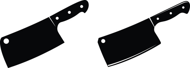Butcher Cleaver Icon Set - Meat Cutting Tools
