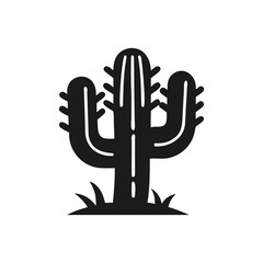 Obraz premium Cactus illustration silhouette potted vector black cactus silhouette Big Cactus silhouette vector illustration isolated on white background 