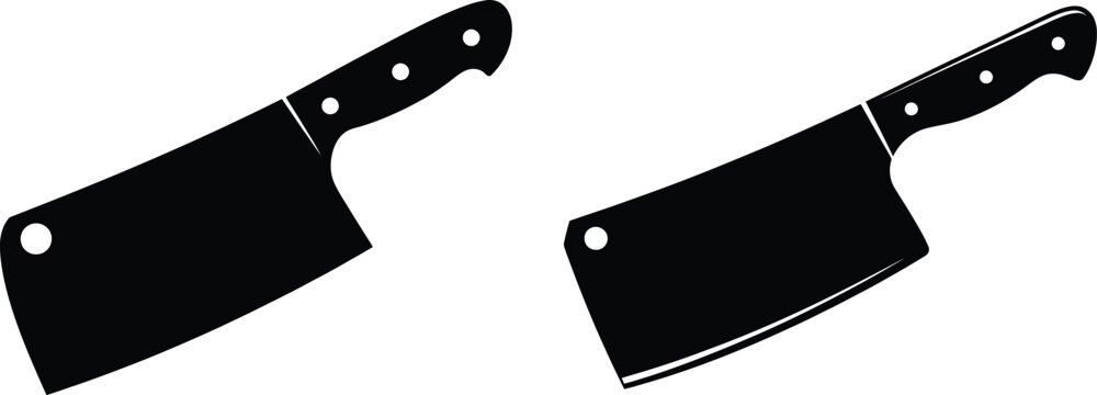 Butcher Cleaver Icon Set - Meat Cutting Tools