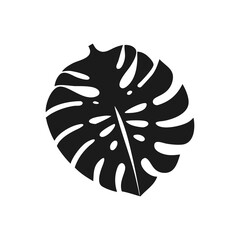 Vector silhouette Monstera flower in a pot as an interior or home garden decoration Silhouette of a Money Tree houseplant with twisted trunk and lush leaves in a flowerpot