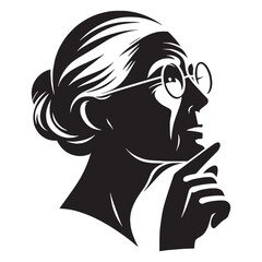 Reflective Thinking Face silhouette with thoughtful gaze – Thinking Face illustration – Minimalist Thinking Face vector – Thinking Silhouette

