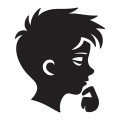 Pensive Thinking Face silhouette with focused expression – Thinking Face illustration – Minimalist Thinking Face vector – Thinking Silhouette

