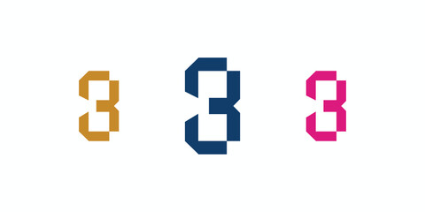 Cool and modern number 3 logo design
