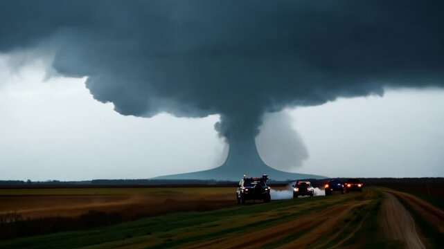 Storm Chasers Pursue Strong Tornado