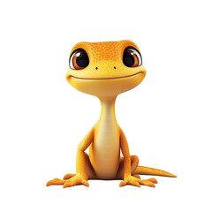 A charming 3D cartoon lizard character with a big smile, isolated on a transparent background, perfect for kids’ content, games and character branding 