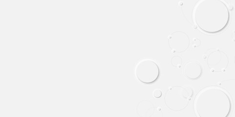 Random shifted white circle background wallpaper banner pattern neomorphism style design. Cosmetic liquid. Face serum texture. Collagen. Chronically Face. Serum Cosmetic. Clear bubbles, air bubbles. 