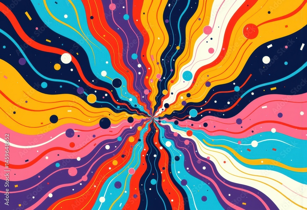 Poster vibrant abstract design with colorful waves and swirling patterns