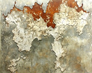 Weathered, textured wall with peeling paint