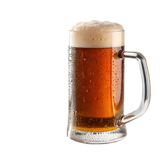 Refreshing Beer in a Cold Glass Mug on transparent background