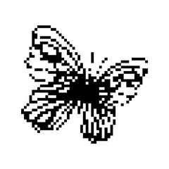 Pixel art butterfly. Animal vector illustration.