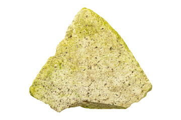 White Marble Rock Stone with Mossy Green Texture Isolated on Transparent Background