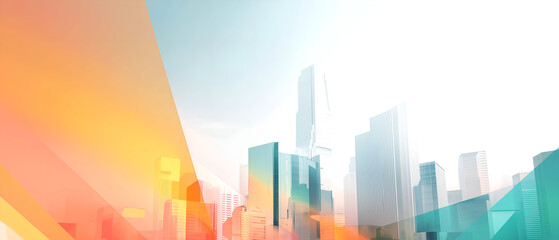 abstract blue & orange modern contemporary buildings, skyscrapers background with copy space; design perfect for real estate, aesthetic architecture advertising texture 