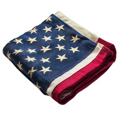 A Folded Memorial Flag with Precise Corners and Vibrant Stars Isolated on Transparent Background
