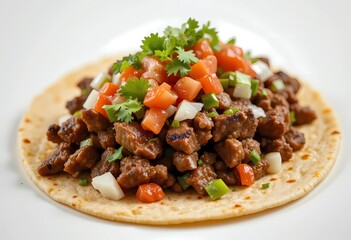 Close-up of a loaded Mexican street taco