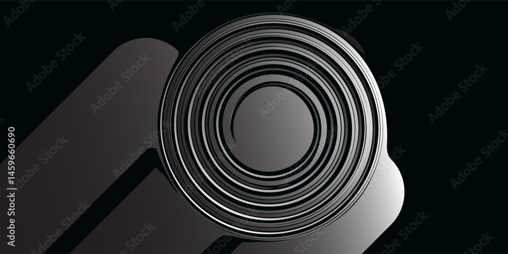 Poster dark black background studio room with light beam from above for product display. floor and wall bac