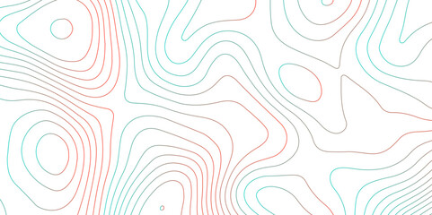 Topographic map background with geographic grid for hiking and mountain sport. modern design with white background and colorful wave line. topographic contour lines vector map seamless pattern vector.