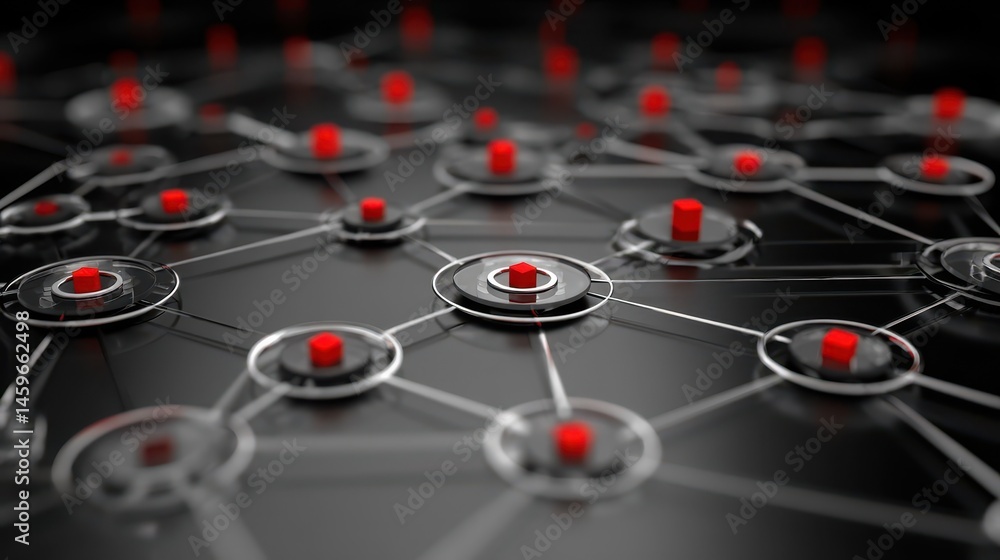 Poster complex network of interconnected nodes and lines.