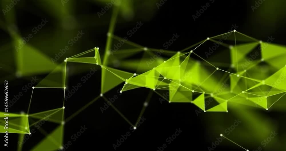 Poster a vibrant green network of connected lines and nodes appears on a dark background.