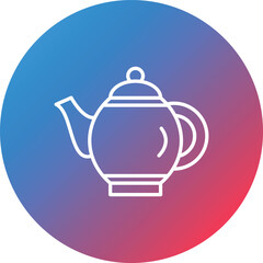 Tea Pot Line Gradient Circle Background Icon