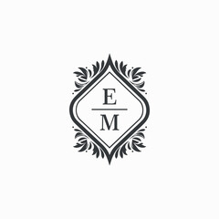 EM Initials Wedding Logo Vector Art  Icons  and Graphics