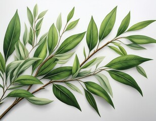 a beautiful willow branch adorned with delicate green leaves perfect for nature themed designs and botanical illustrations