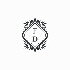 FD Initials Wedding Logo Vector Art  Icons  and Graphics