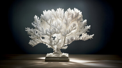 Ethereal illumination: A luminous white coral structure cast against dim backdrop