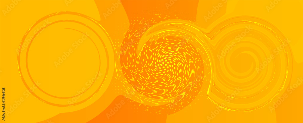 Poster abstract modern background with dynamic circle shapes and halftone dots. orange yellow gradient geom