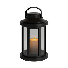 Black Solar Lantern With Candle Light  isolated on a transparent background